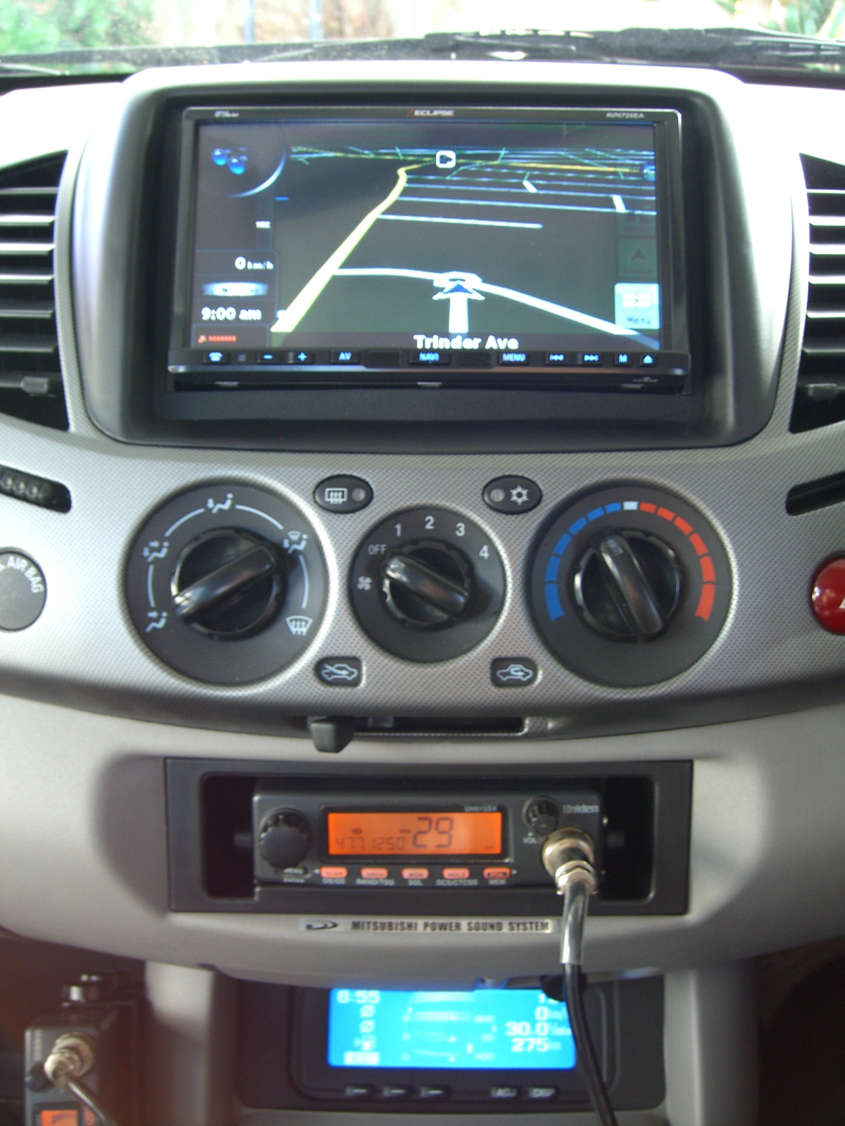 Mitsubishi Triton In Dash GPS Navigation, Bluetooth & Relocate the head up display