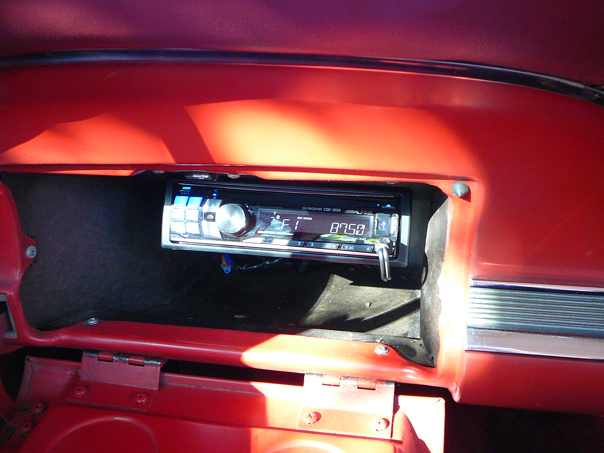 Ford Falcon Xk-Xl Glove box mount CD Radio and kick panel speaker install