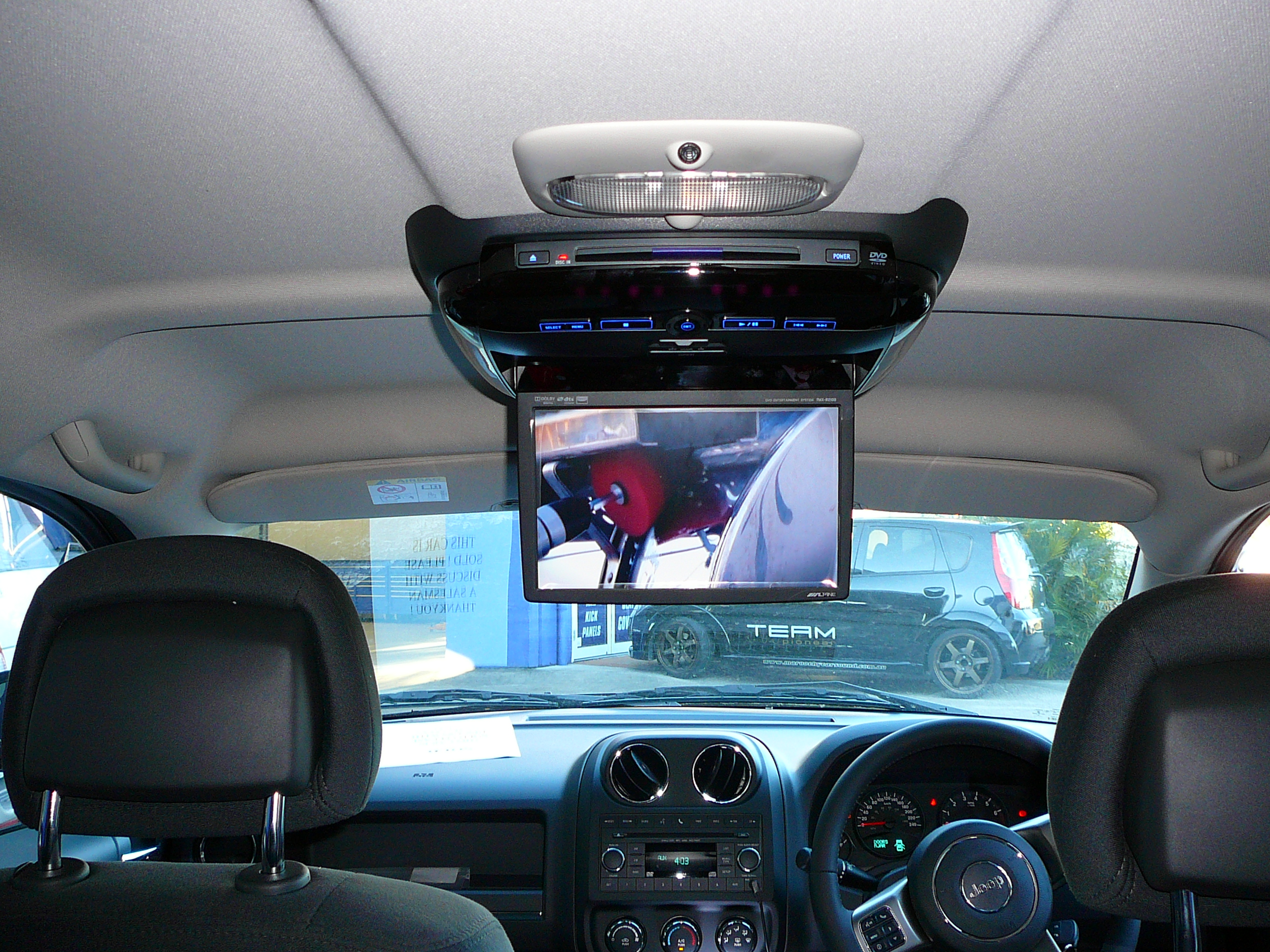 Jeep Compass 2013, Alpine PKG-2100P DVD Roof Screen 10.2 inch Installation